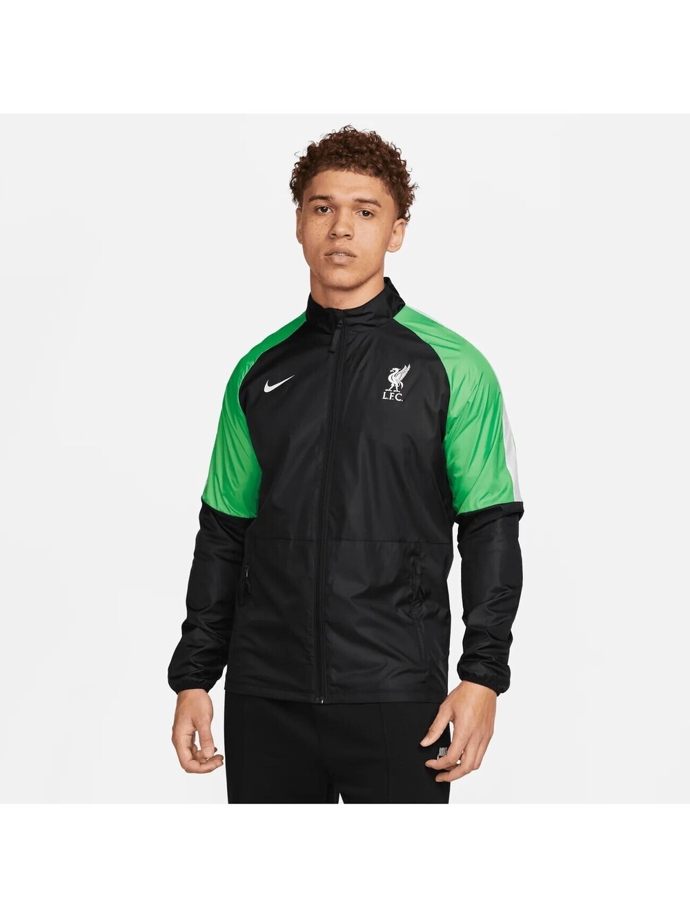 Nike Liverpool FC Repel Academy AWF Jacket Mens Large Black Green Full Zip EUC